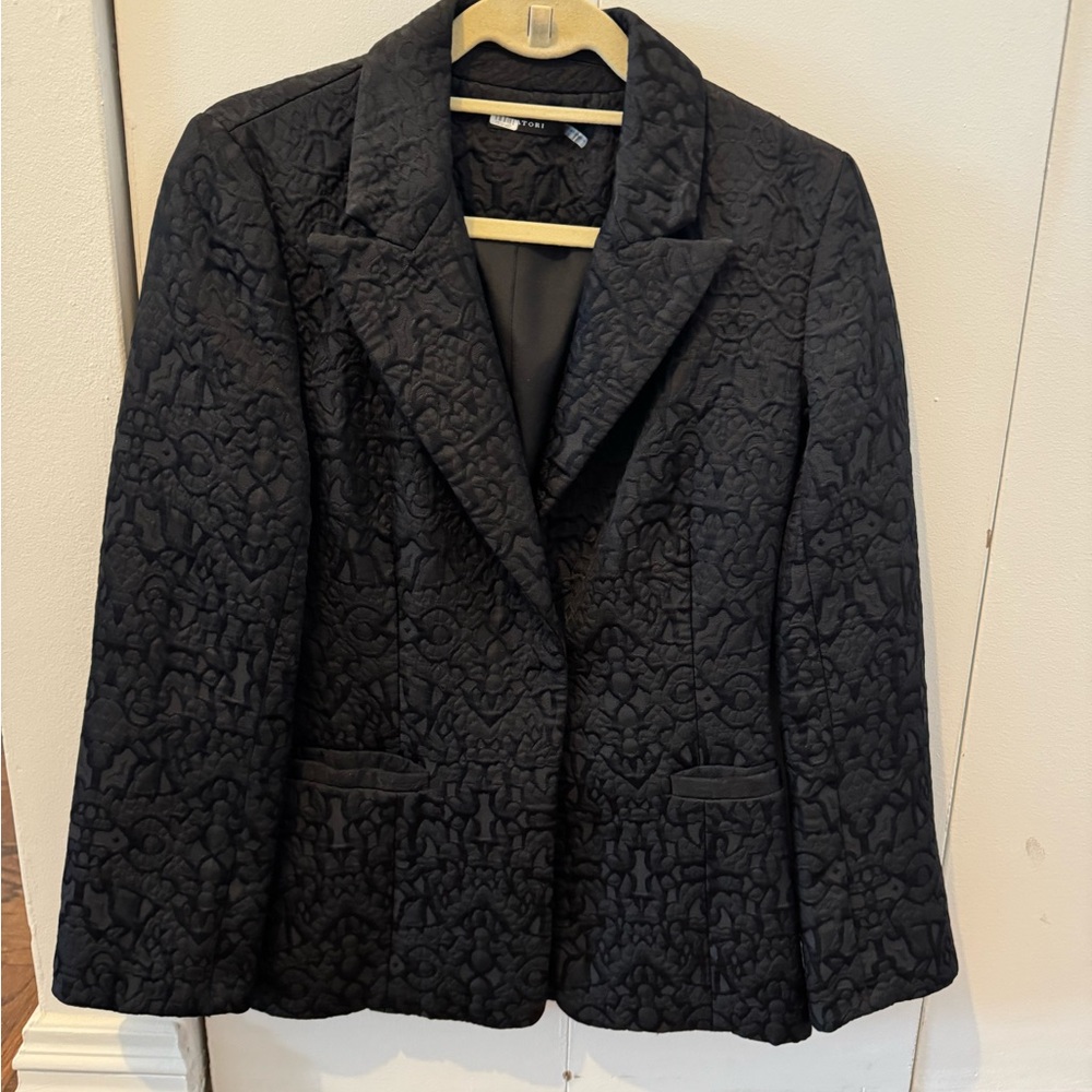 Natori Black Jacquard Blazer